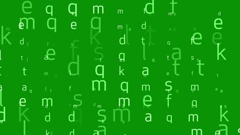 digital english alphabets motion graphics with green screen background