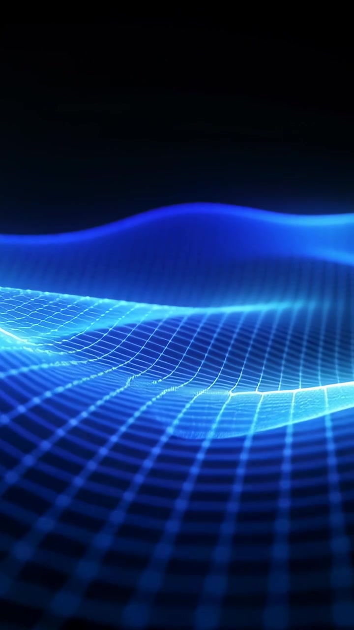 Vertical video: Signal starting glowing mesh shifting in deep void, revealing ribbon showing data