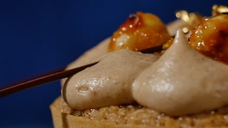 close-up of a gourmet hazelnut tart