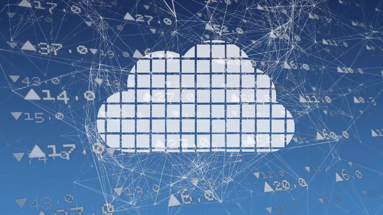 almacenamiento en la nube con números del mercado de valores