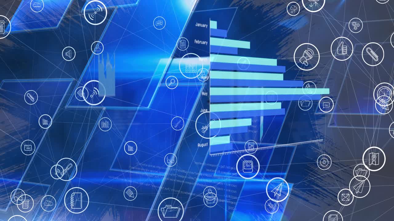 animación de la red de conexiones a través del procesamiento de datos y formas
