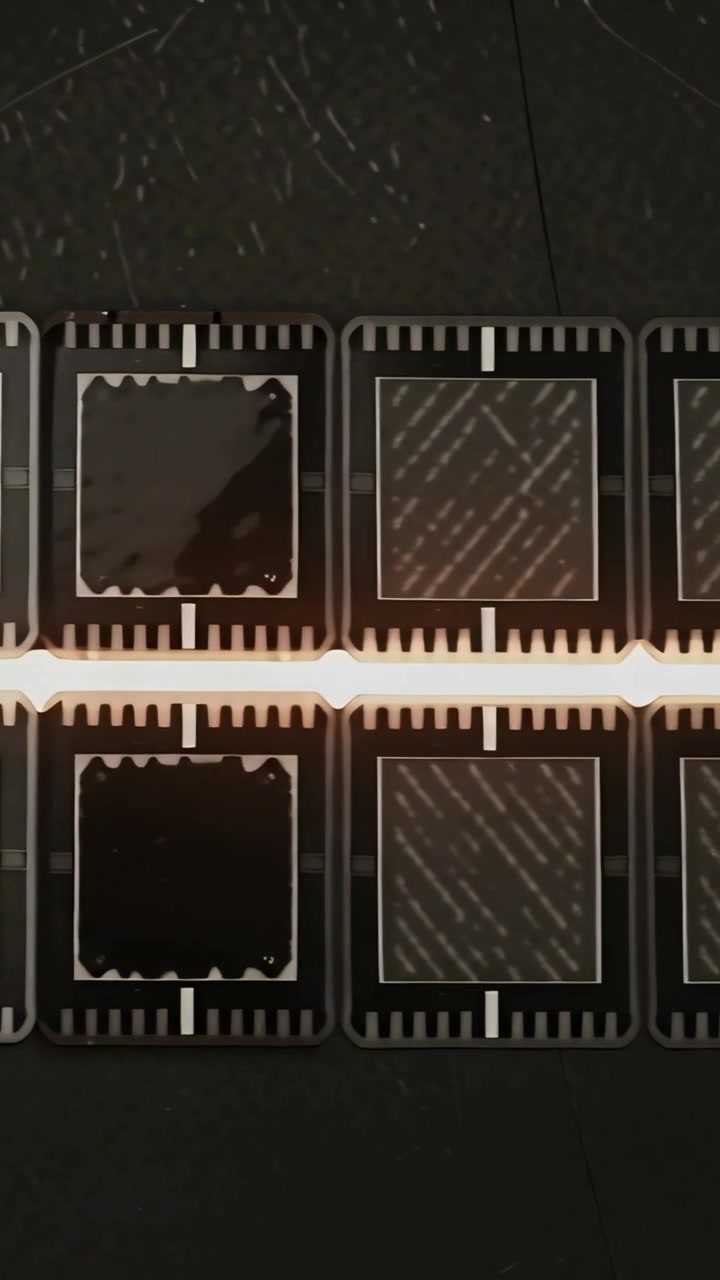 Vertical video: View shifting causing grid shifting spots to dark to hatch on bench with lit strip