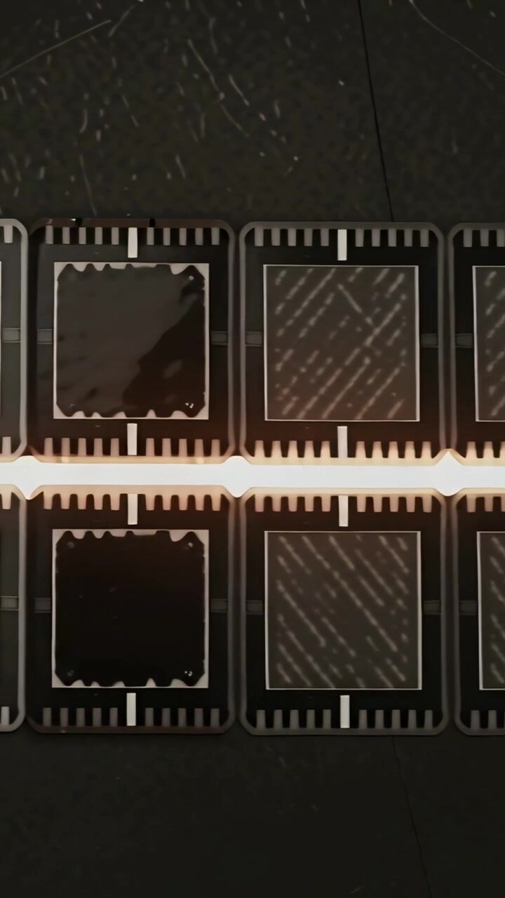 Vertical video: View shifting causing grid shifting spots to dark to hatch on bench with lit strip