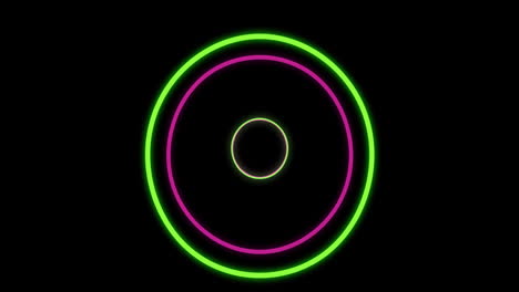 animation of neon circles moving on black background