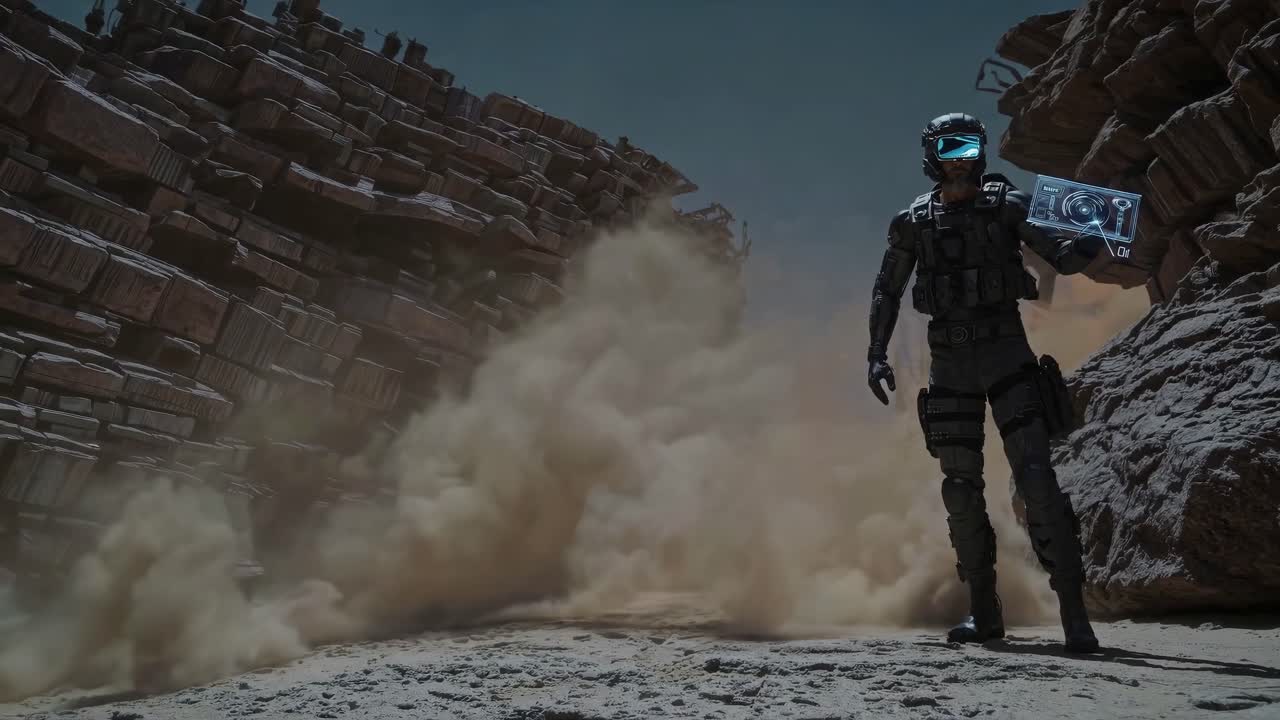 Sci-Fi Soldier in a Post-Apocalyptic Desert