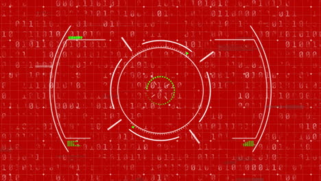 animación del alcance con procesamiento de datos de codificación binaria en fondo rojo