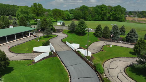 Aerial-view-of-Go-Karts-racing-at-golf-course