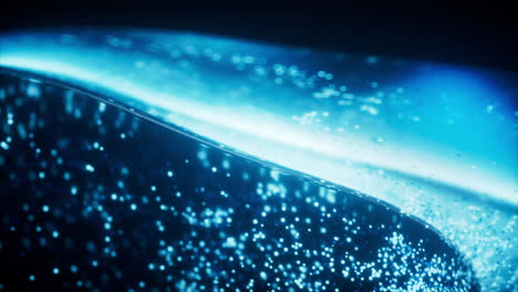 blue glowing particles in glass geometry, 3d rendering.