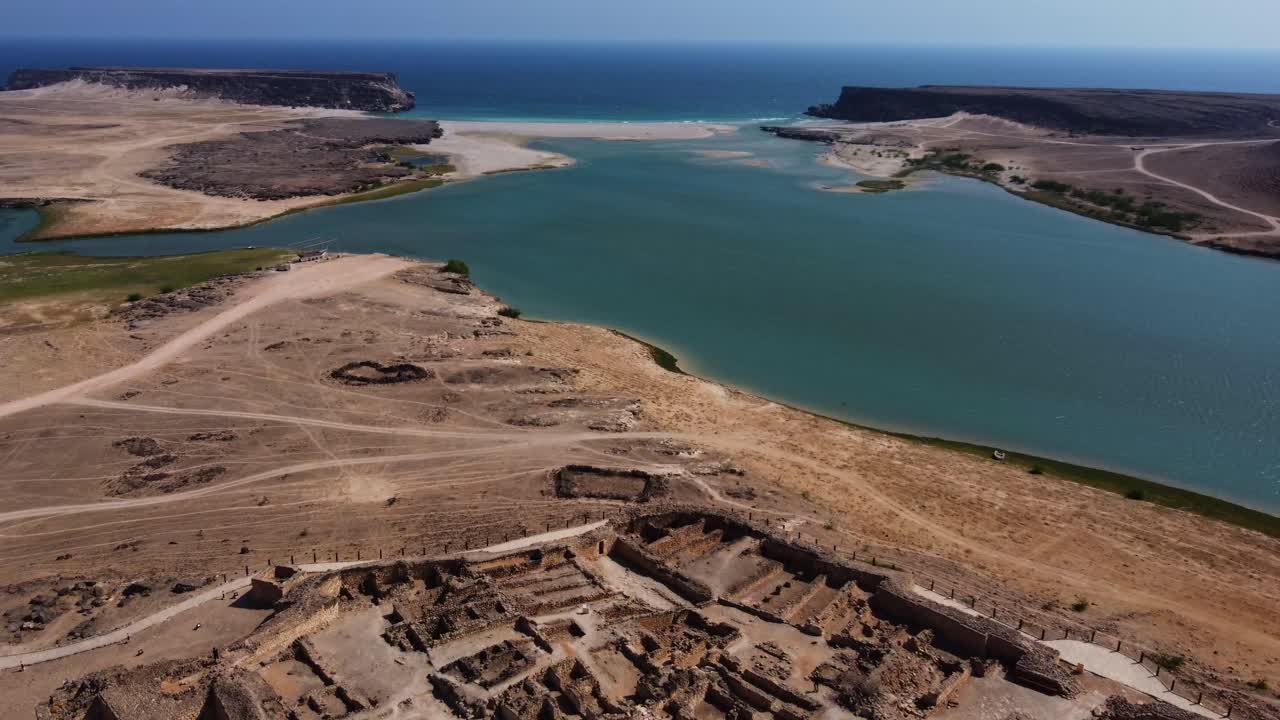 Stunning aerial view of Sumhuram Archaeological Site in Oman, a UNESCO World Heritage port for frankincense! Watch now!