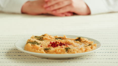 hummus on a plate