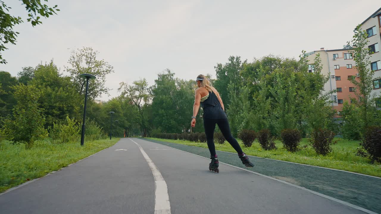 mujer patinando en un parque