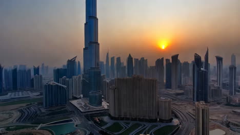 dubai skyline sunset view from above