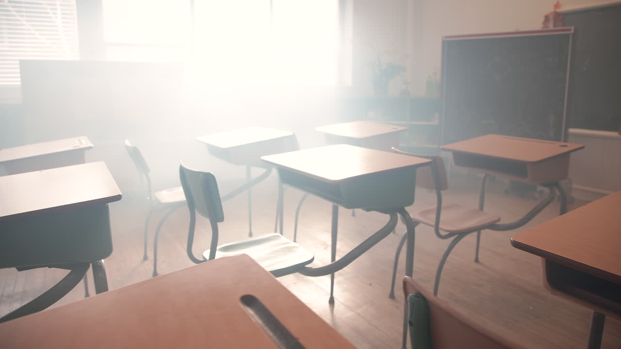 Learning in the classroom establishing shot of iconic scene