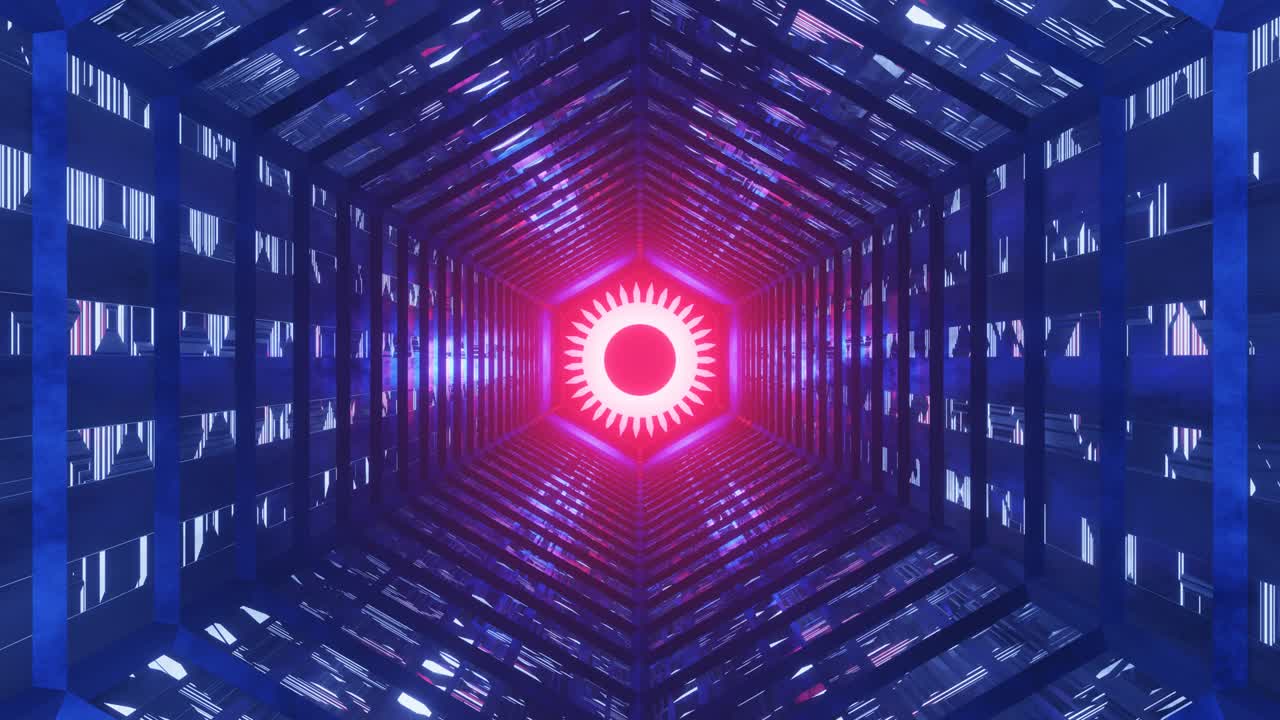 4k 3D animation. Flight in abstract sci-fi tunnel seamless loop. Futuristic motion graphics, high tech background