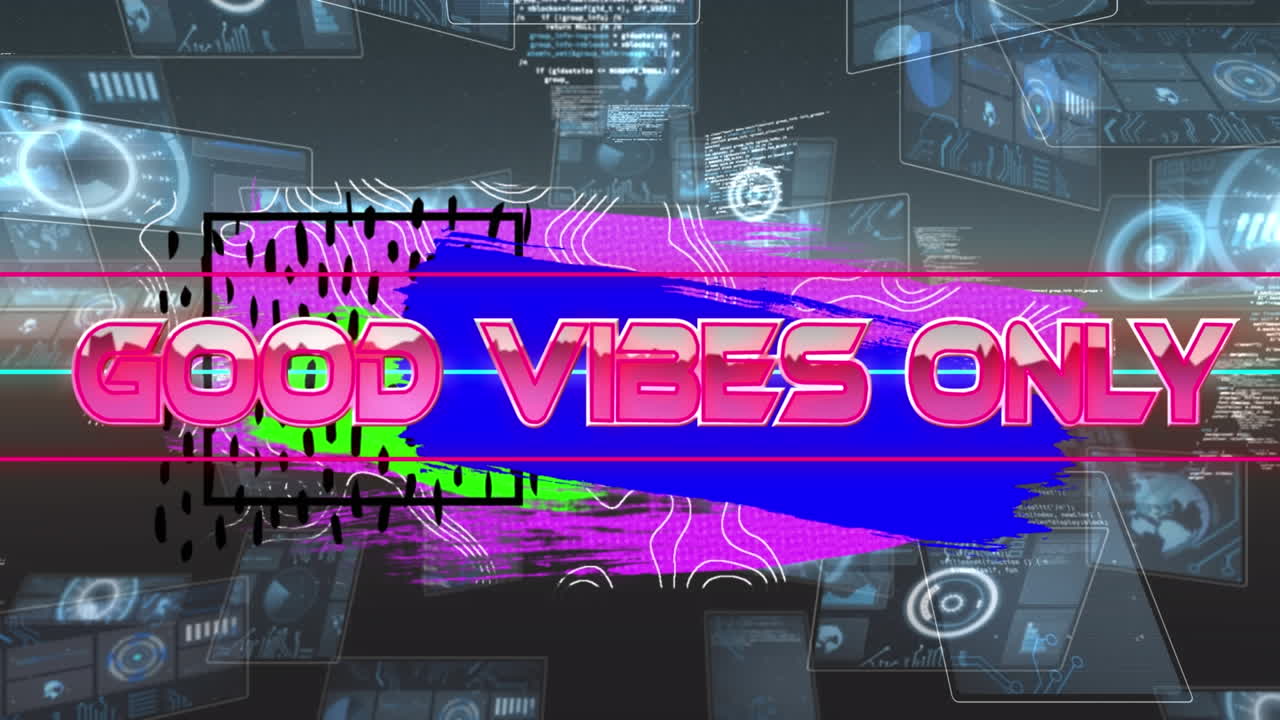 animación de buenas vibraciones sólo en el espacio abstracto digital con pantallas