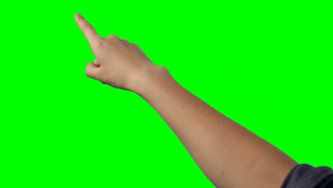 Person-making-hand-gesture-against-green-screen-background