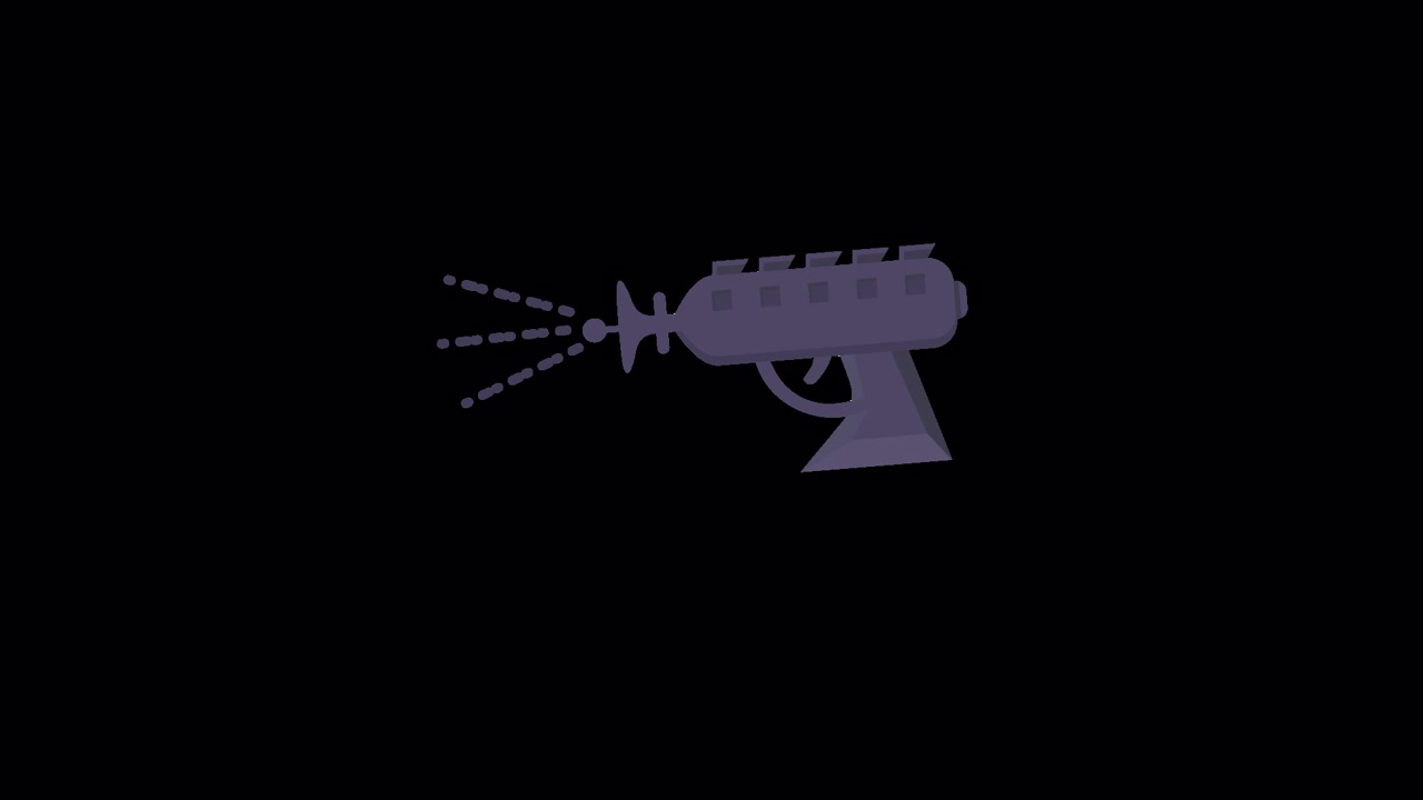 Animated Flat Design Ray Gun Firing and Disappearing