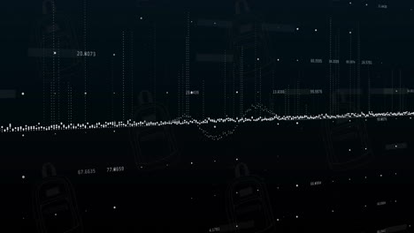 animation of financial data processing on black background