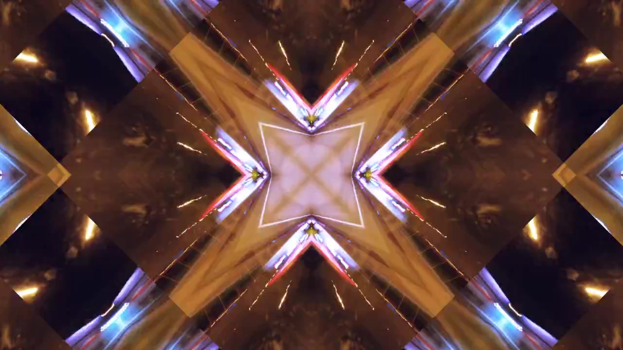 Fundo abstrato psicodélico caleidoscópico, filmagem em loop