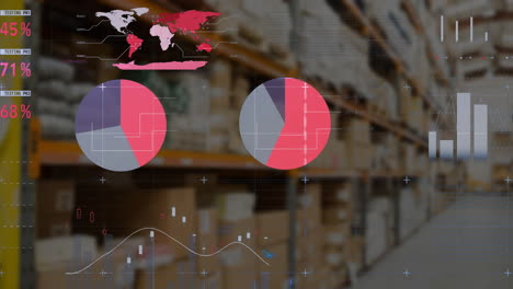 animación del procesamiento de datos sobre el almacén