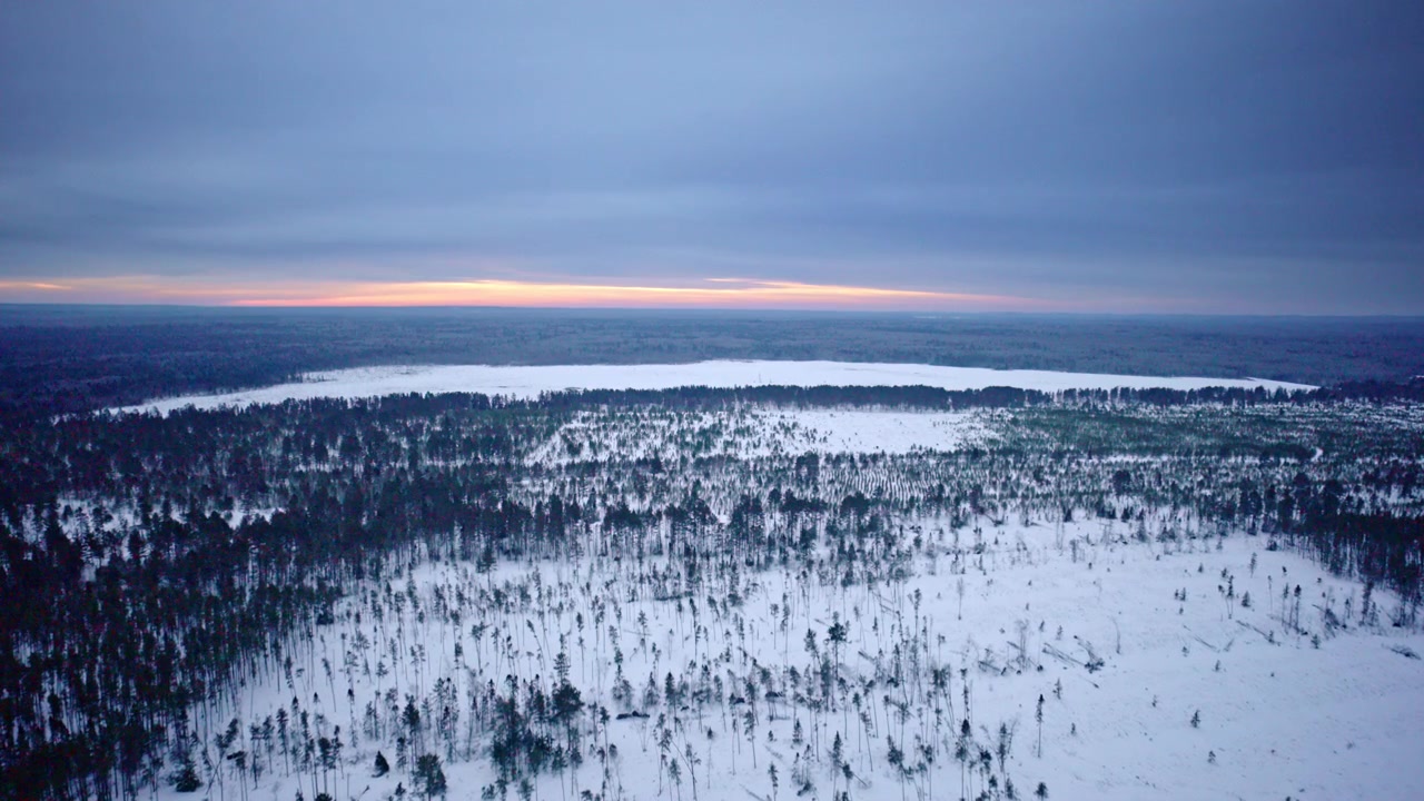 Drone shot gliding along a deserted section of US Highway 2 in Michigan