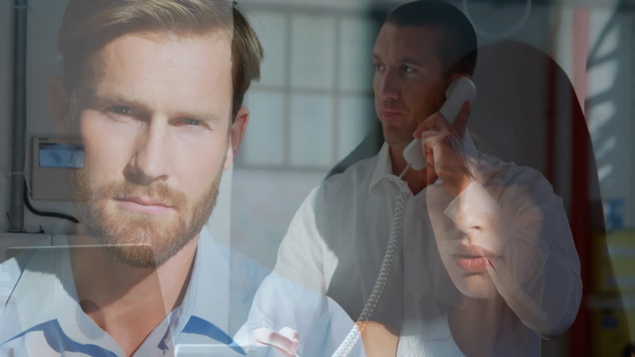 Animation of diverse business people at office