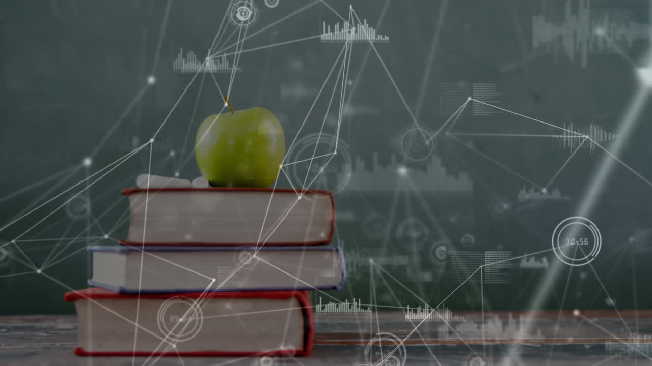 анимация кучи книг через сеть соединений с обработкой данных на заднем плане