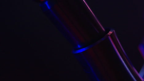 close-up view of electronic components with vibrant lighting
