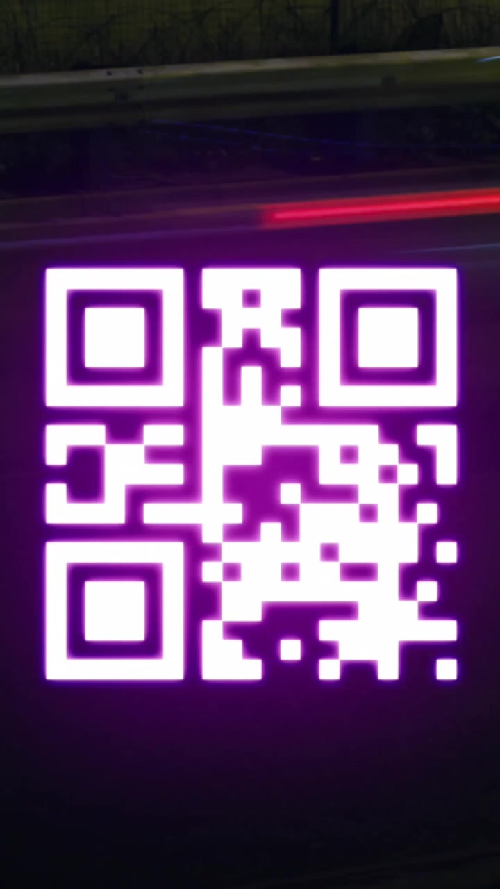 Animation of qr code and connections over road traffic