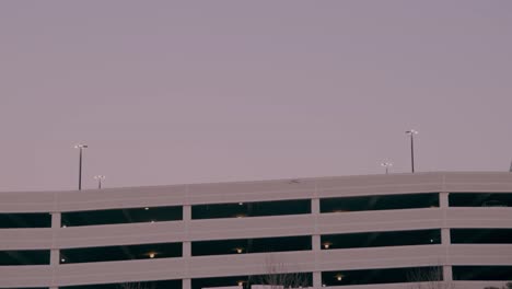 empty parking garage at dusk