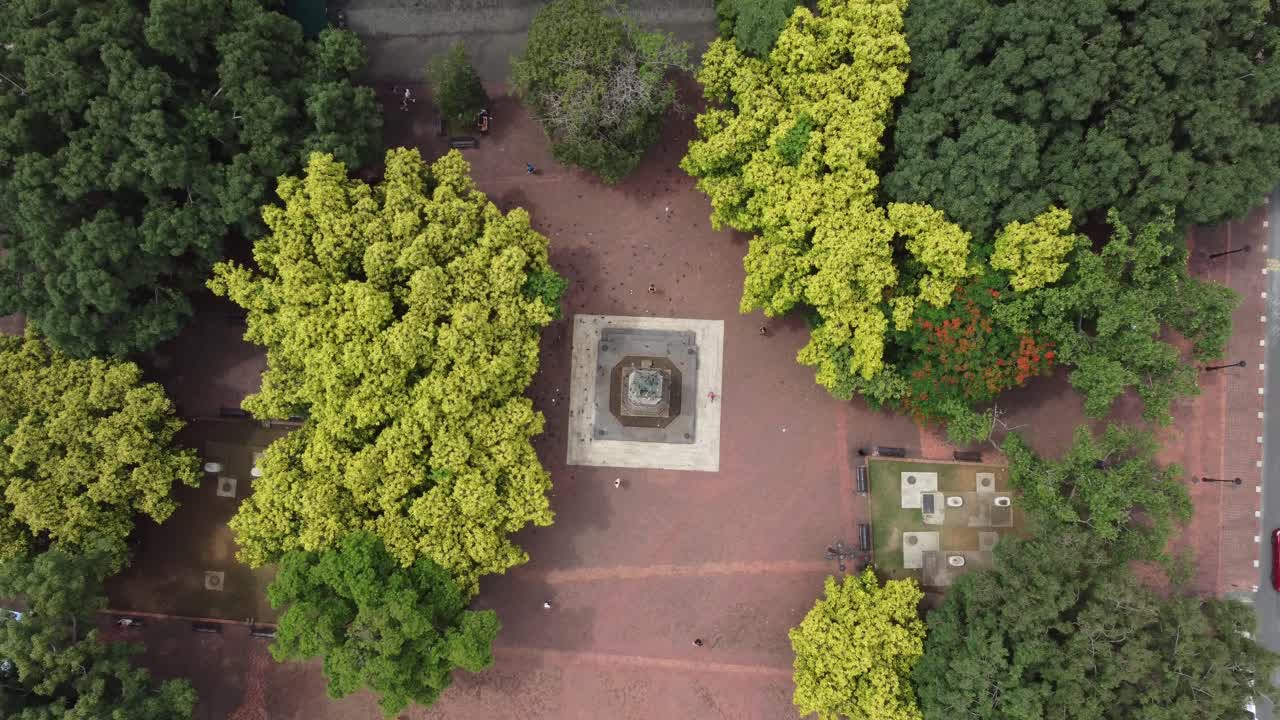Aerial view of Parque Col&oacute;n in the colonial district of Santo Domingo in the Dominican Republic