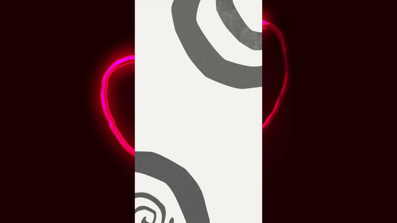 Animation of grey shapes and neon lines on black background