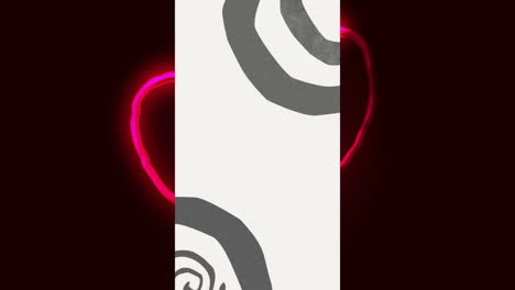 animation of grey shapes and neon lines on black background