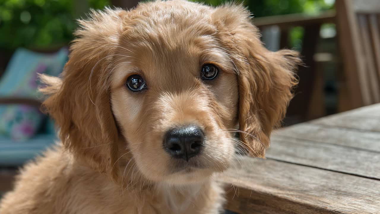Adorable Golden Retriever Puppy Displaying Playful Expressions: Captivating Close-Up Moments of a Young Canine's Charm and Curiosity