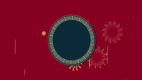 animación de patrón chino y decoración sobre fondo rojo