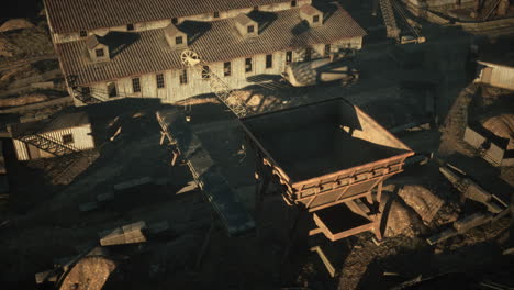 high above an industrial factory in the desert