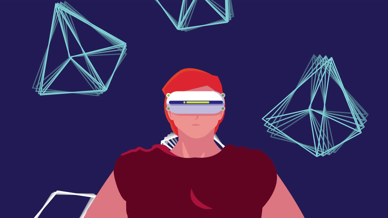 virtual reality tech animation with male user playing character