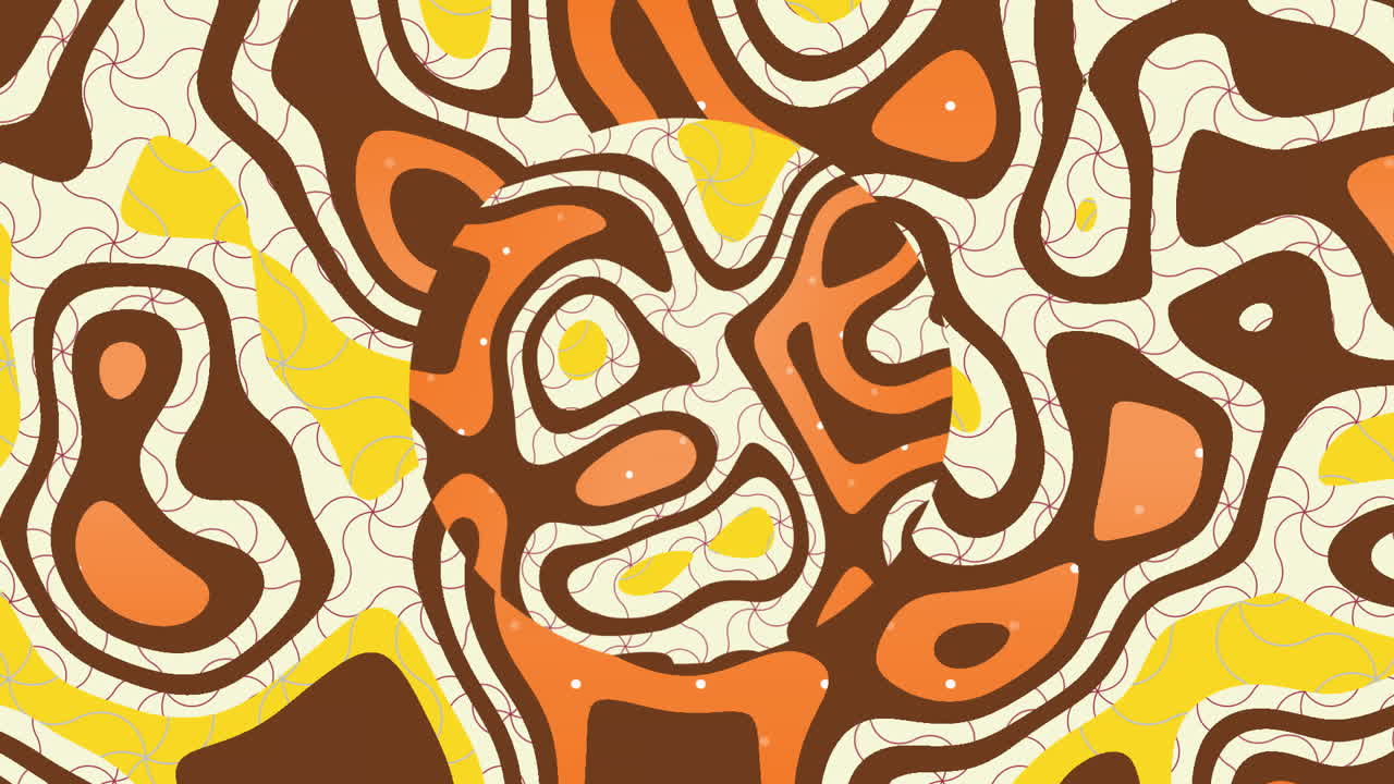 animación de coloridas formas líquidas amarillas, cremas y marrones girando