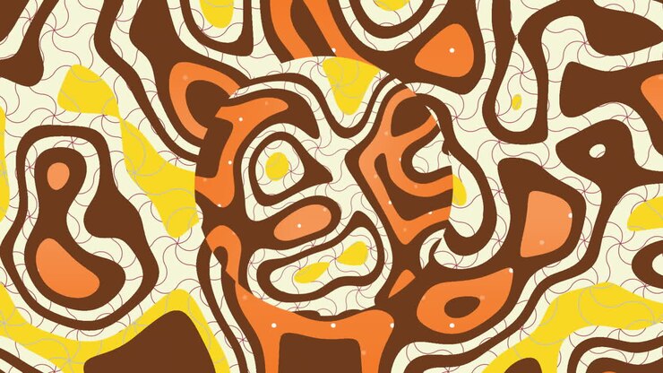 Animation of colorful yellow, cream and brown liquid shapes swirling