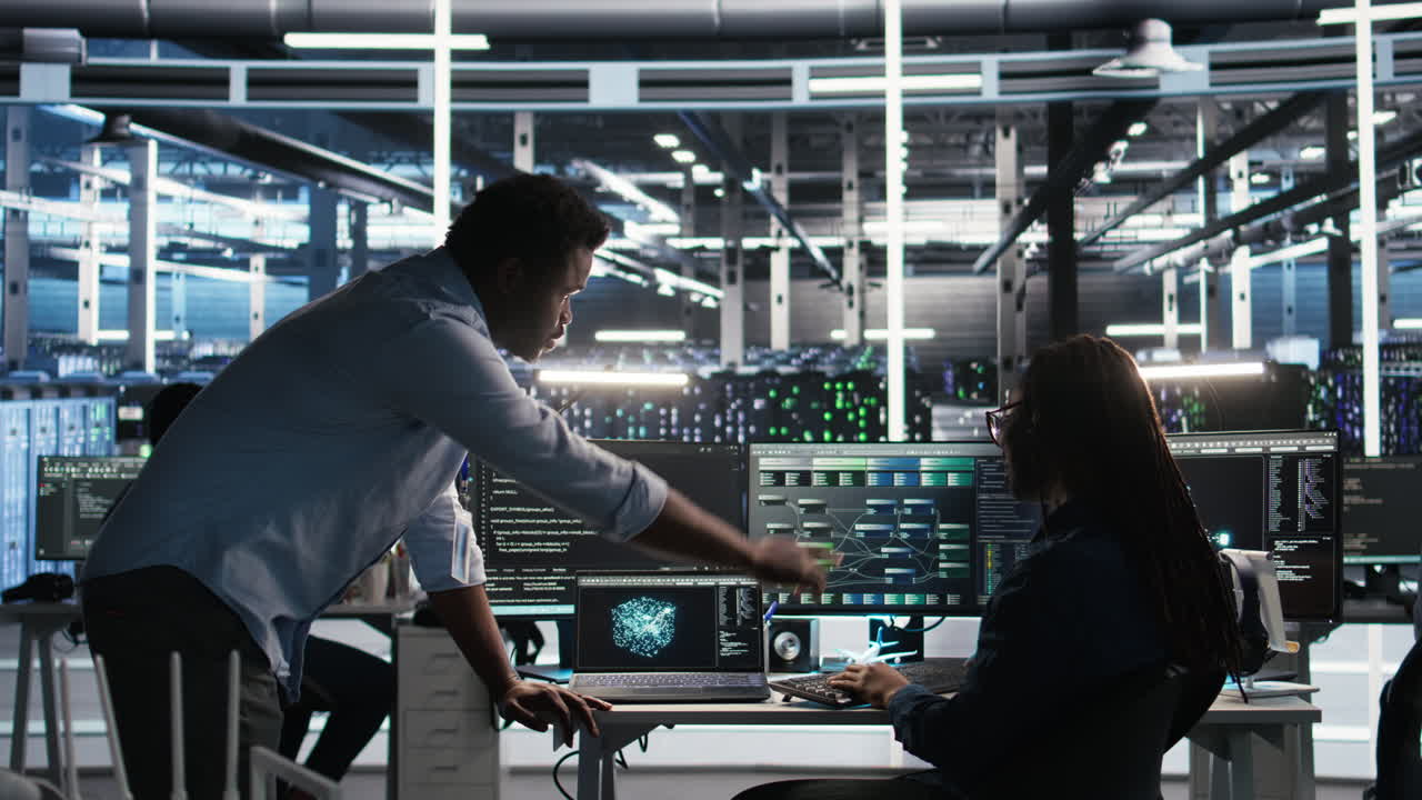 Server hub team leader and worker using node tree software to optimize system