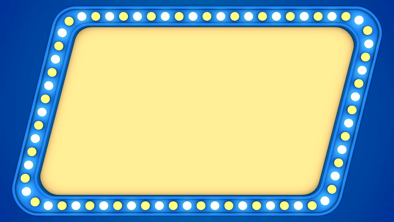 bombillas intermitentes azul marco vintage pantalla de borde signo de fondo de casino cuadrangular bucle