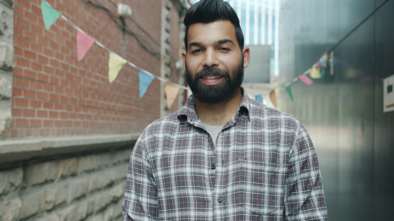 Smiling Man in an Urban Alley