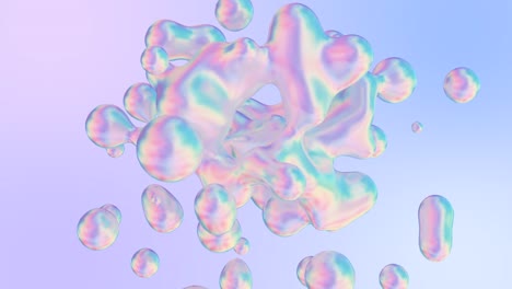 holographic liquid blobs abstract flowing animation. 4k abstract background loop.