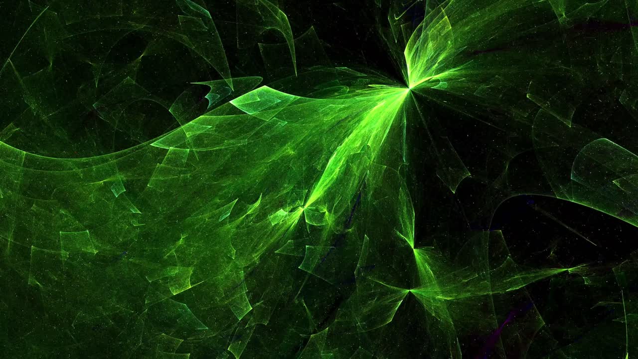 Padrão Fractal Verde Dinâmico com Energia de Luz Brilhante