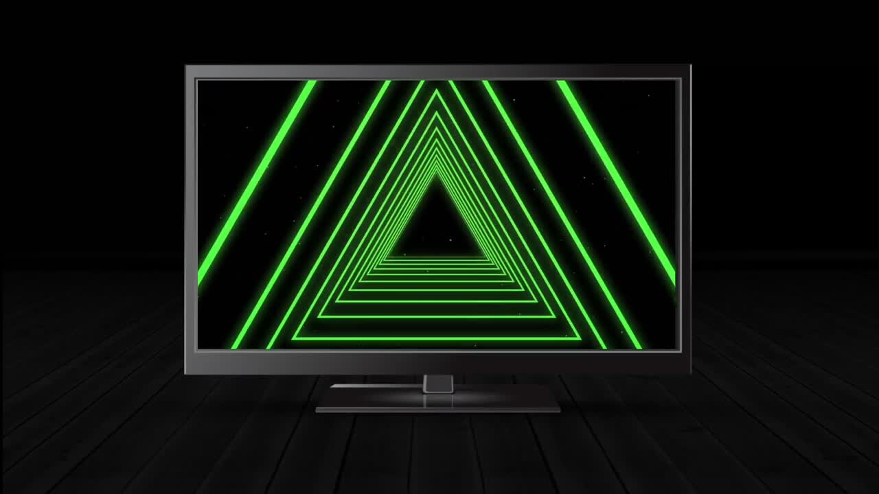 televisión con un túnel triangular