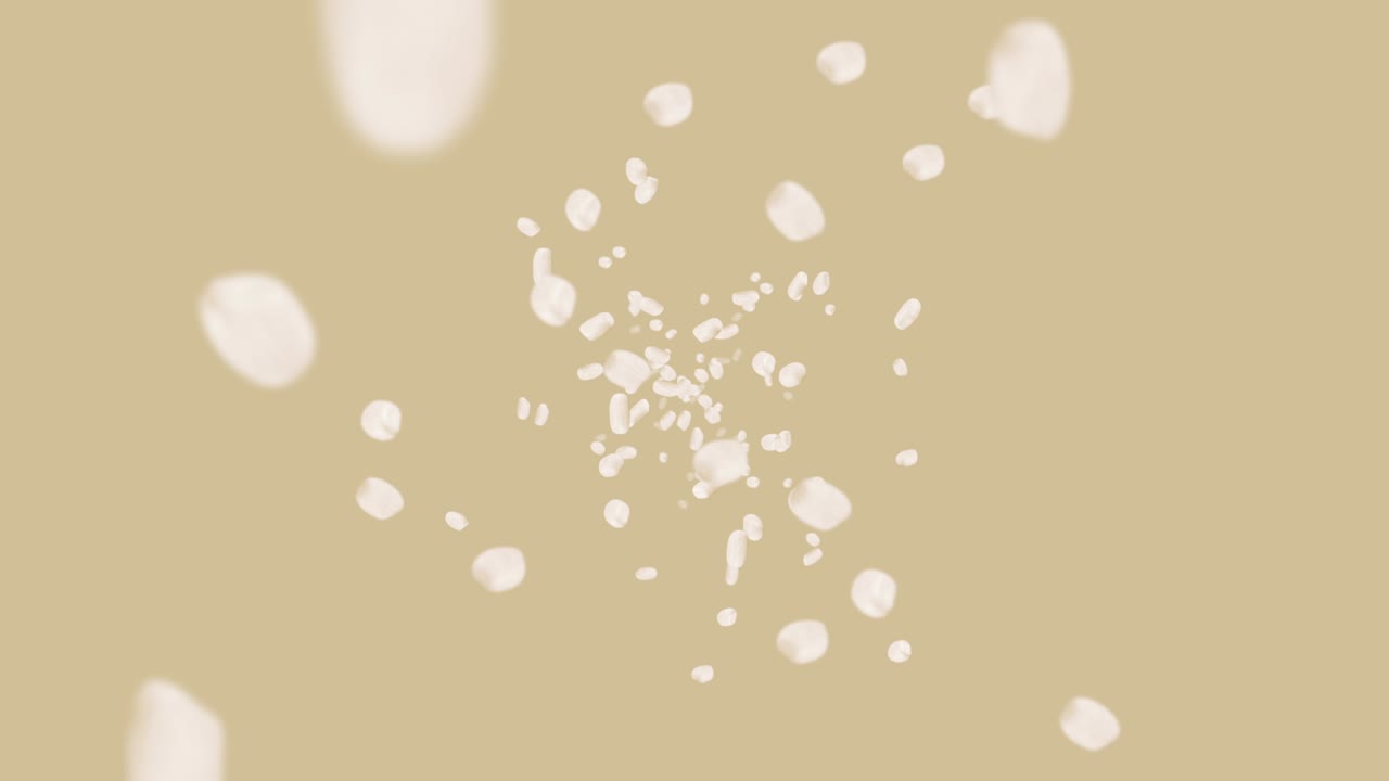 갈색 배경에 많은 을 날려. . 은. 채식주의자. 건강한 음식.  회전의 3d 루프 애니메이션.