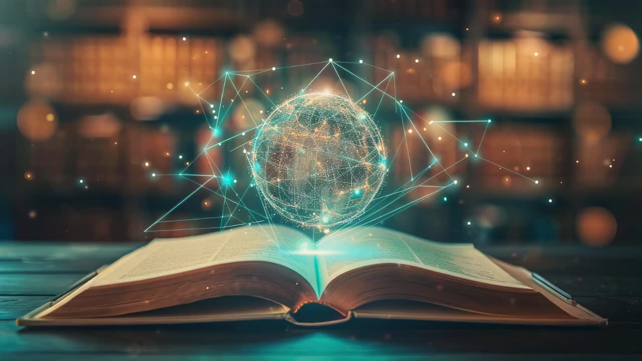 Open Book with Holographic Globe