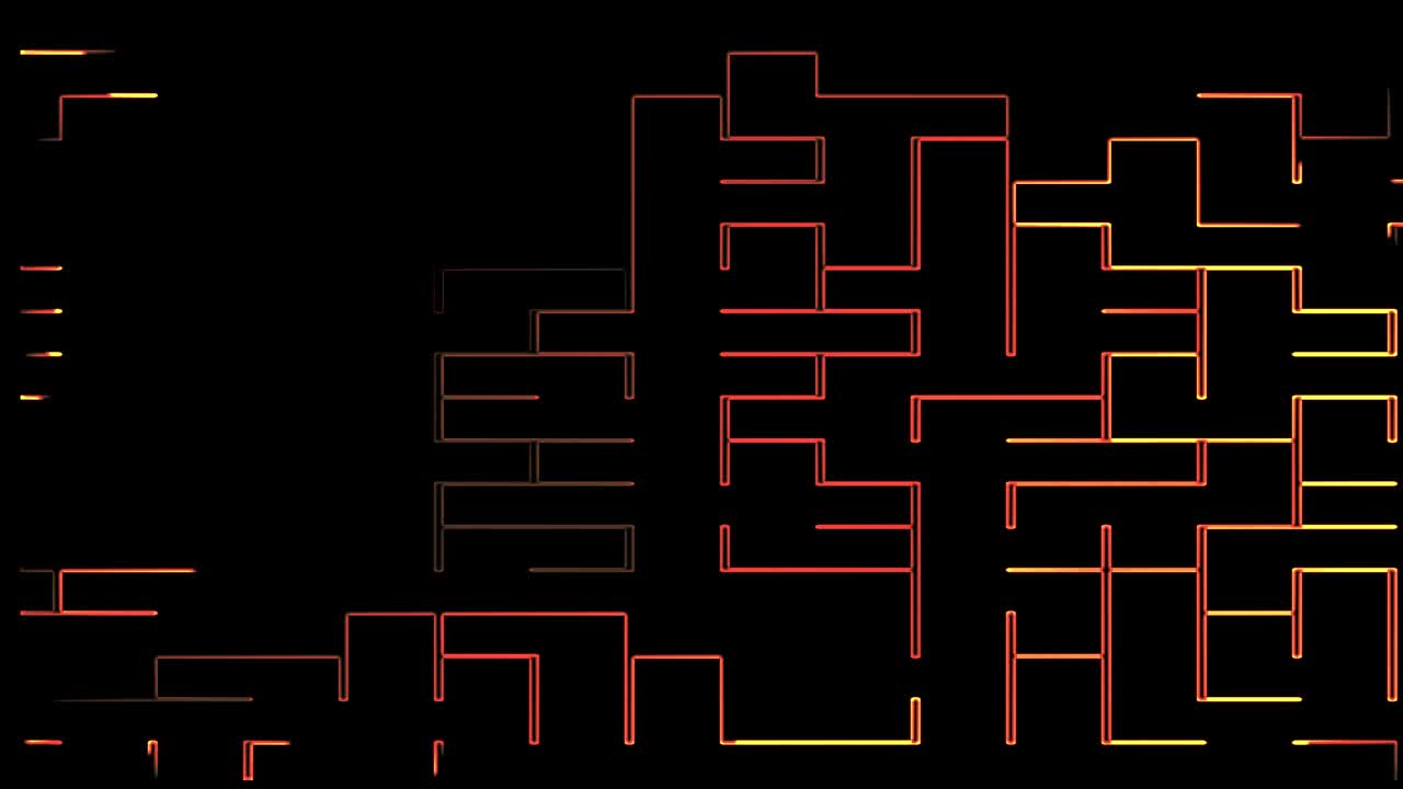 Seamless loop of 2D animation of glowing horizontal lines streaming across the screen. Neon seamless loop abstract background.