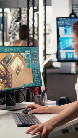 vertical video property developer analyzing real estate blueprints and infrastructure design