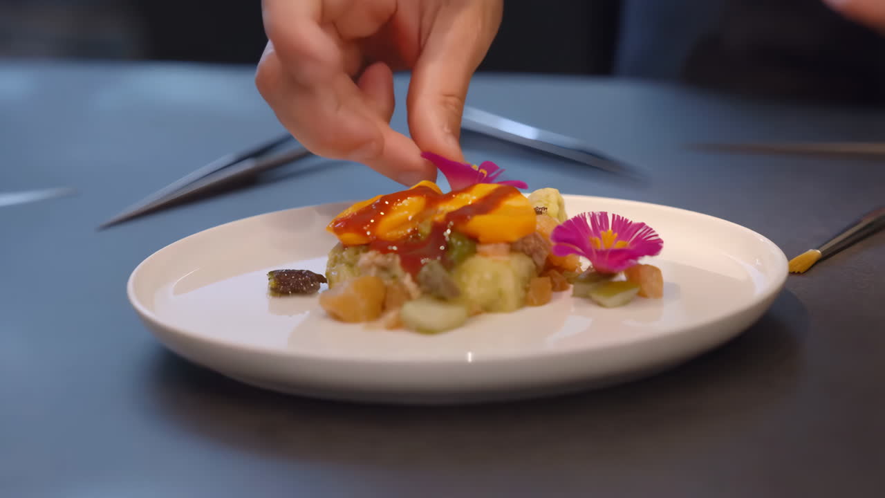 Gourmet Food Plating with Edible Flowers